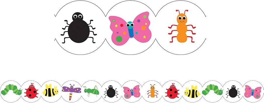 Hygloss Bugs Die-Cut Bulletin Board Border Classroom Decoration 3 x 36 Inch, 12 Pack
