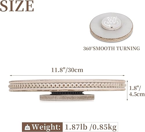 Vista 21 de Hanobe Lazy Susan - Bandeja de centro de mesa, organizador redondo de madera para tocadiscos de 12 pulgadas para mesa de comedor, cocina, mesa