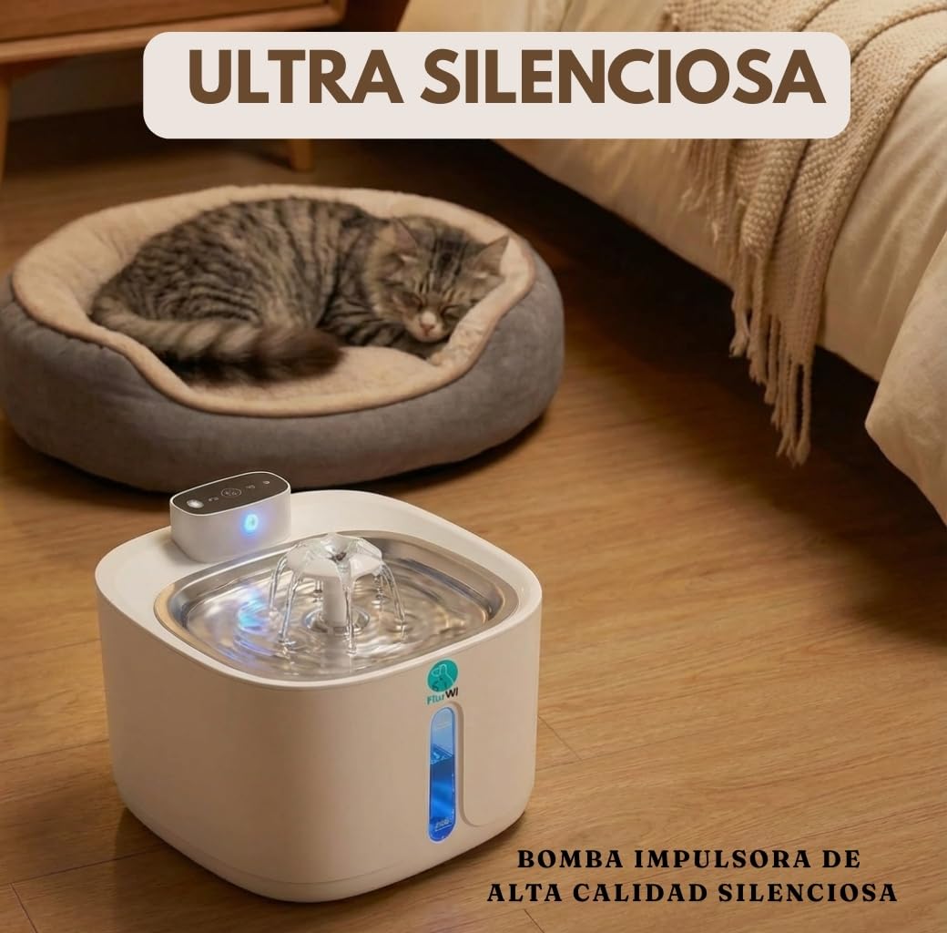 Wasserbrunnen für Katzen, Hunde und andere Haustiere, 3,2 l, automatischer Spender mit Sensor, mehrfache Filtration, wiederaufladbar, USB, leise
