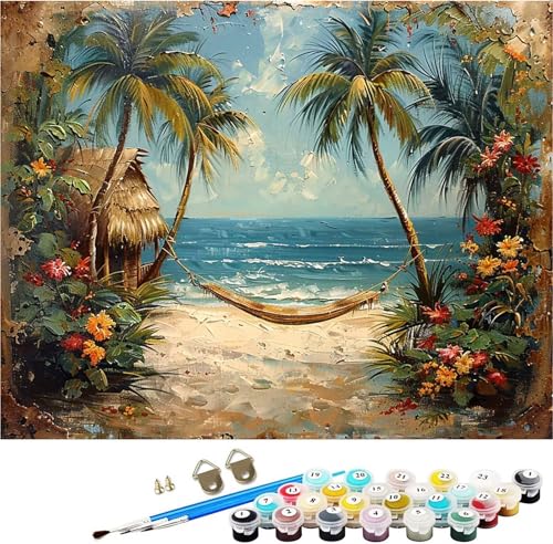 �r�[�` �y�C���g�o�C�i���o�[ �� DIY �������G �A�N�����G�̋� �Z�b�g�ƃu���V�t�� �������G ��l�p ���S�� ����G�� �h��G ���� �A�[�g�N���t�g �z�[���f�R���[�V���� �a�����v���[���g���� 40x50cm T-3316