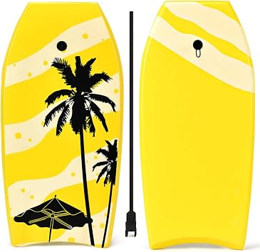 IRONMAX Body Board, 37/41 Lightweight Surfing Board w/ Wrist Leash, EPS Core, XPE Deck & HDPE Slick Bottom for Beach, Pool & Water Park, Bodyboard for Kids Adults Teens