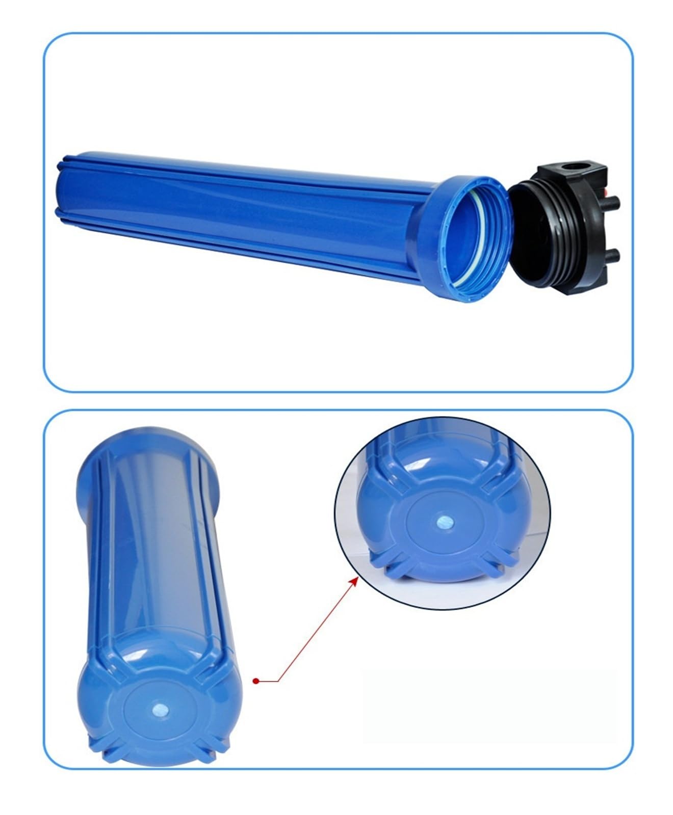 1PC Botella Purificadora De Agua Con Filtro Azul Y Hebilla Interior De 20 Pulgadas, Máquina De Agua Pura, Botella Con Prefiltro Debajo del fregadero