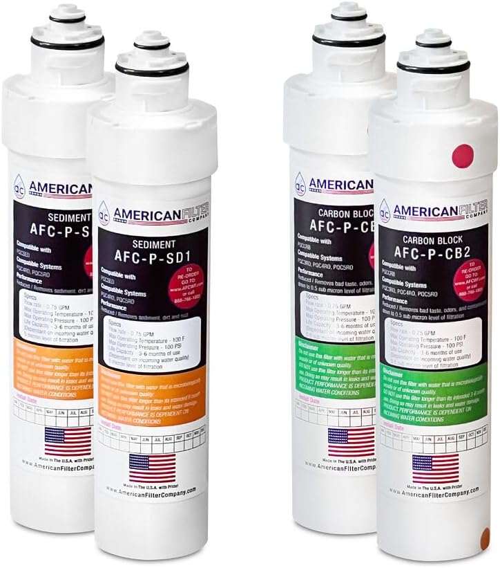 American Filter Company®, Water Filter, AFC-P-SDCB-2PK, Compatible to Pur® PQCCRB and Pur® PQCSED For These System PQC3RO, PQC4RO, PQC5RO (3-6 Month Pack) - 1 Set