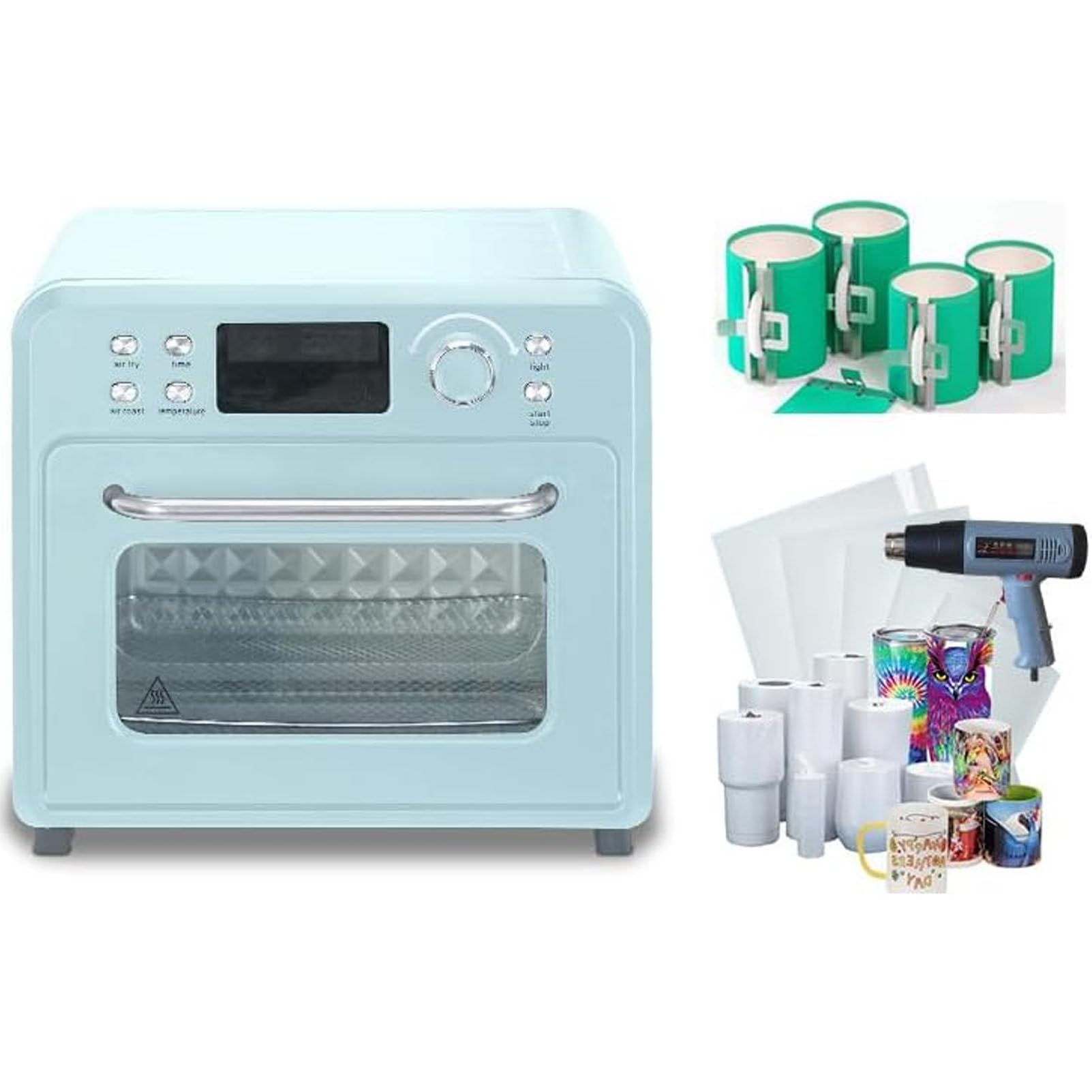 Maszyna do sublimacji, automatyczna prasa termotransferowa do kubków o mocy 1400 W, grzanie 360° z wyświetlaczem cyfrowym, do kubków, filiżanek i kubków sublimacyjnych 30L