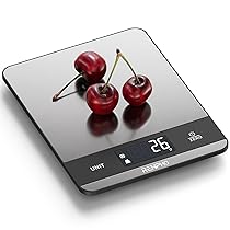 RENPHO Bilancia Cucina Digitale 5kg, Bilancia da Cucina con 7 unità, Bilancia Cucina con ampio Display LCD, ampia Superficie di Pesatura in acciaio inox, Elevata Precisione fino a 1g