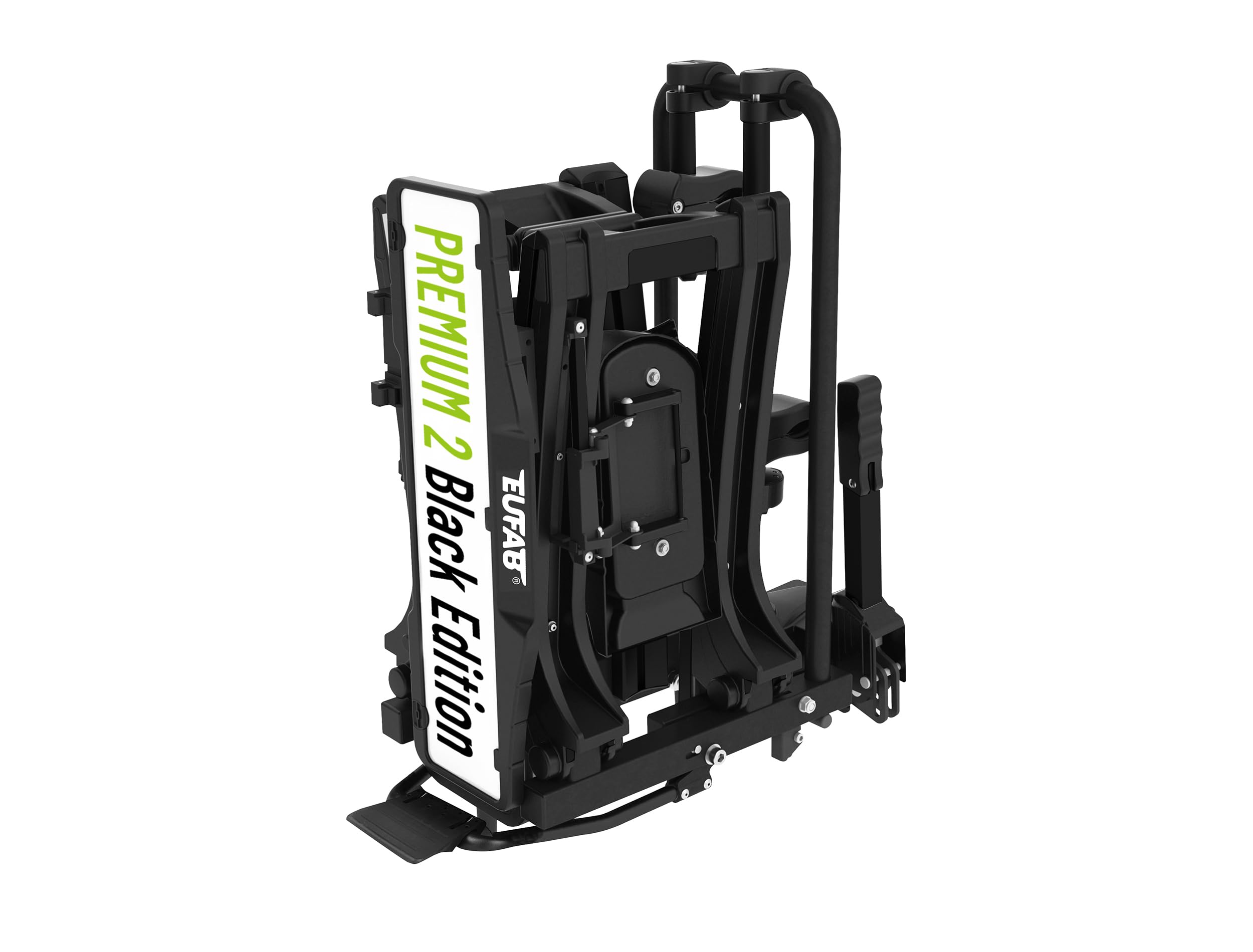EUFAB 11648ON Porte-vélos Premium 2" Black Edition, Compatible avec vélo électrique, entièrement pré-monté, Protection antivol, pour 2 vélos, pour attelage de remorque, Noir