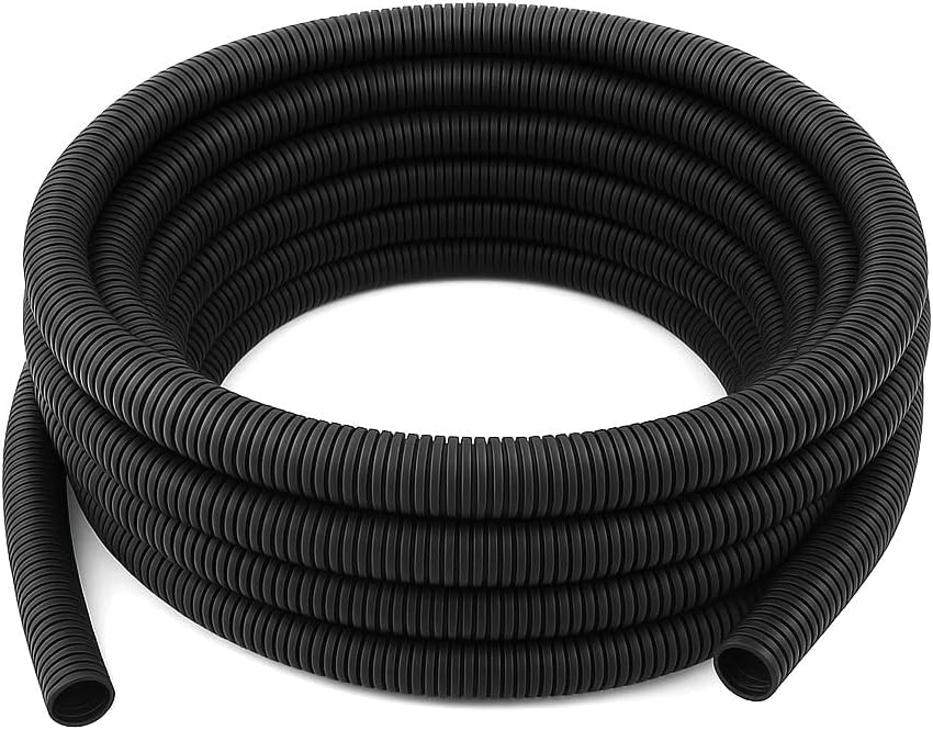 MGI SpeedWare Corrugated Split Conduit, Black Wire Tubing for High-Temperature Automotive Harness and Indoor Outdoor Wire Management (3/4" - 25ft)