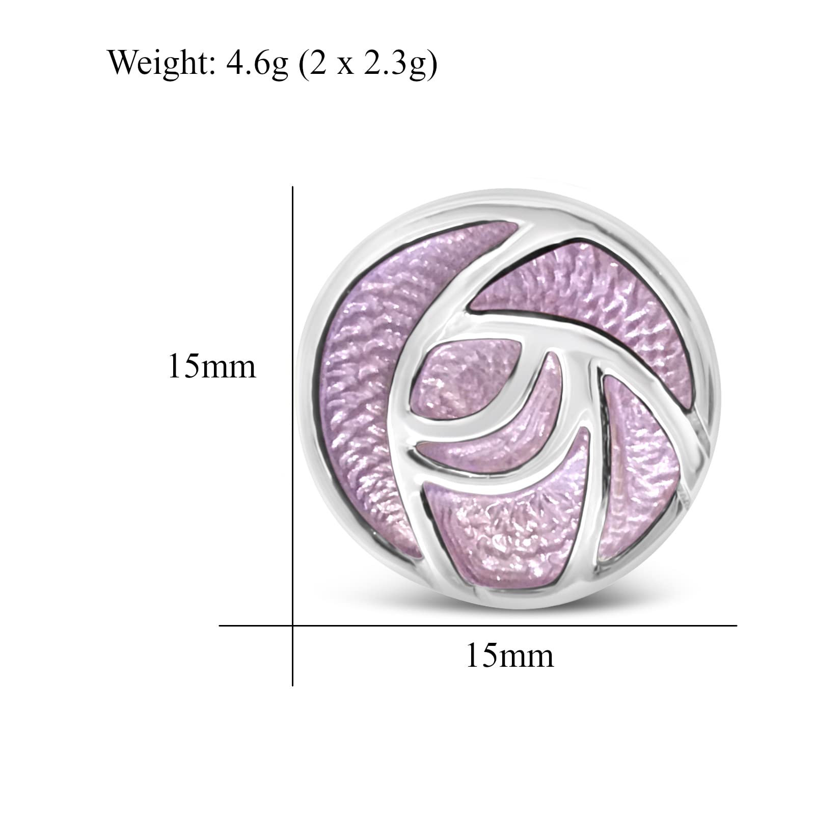 Alexander Castle Charles Rennie Mackintosh - Pendientes de plata de ley 925 esmaltados con rosa rosa para mujer, pendientes de tuerca con caja de regalo, 15 mm x 15 mm