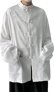 [ZYOOFOV] チャイナ風 Ｔシャツ シャツ ユニセックス 半袖 長袖 無地 ゆったり チャイナボタン 刺繡 龍柄 カンフーシャツ ゆったり 着瘦せ かっこいい 普段着 カジュアル 春秋