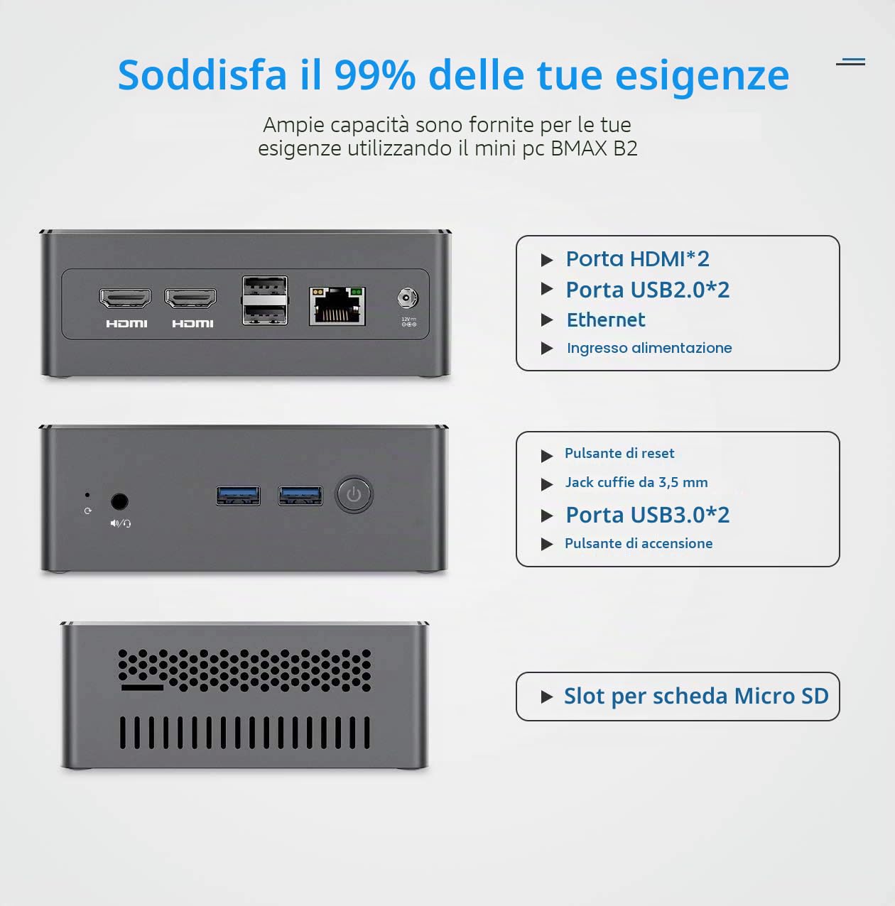 BMAX Mini PC B2 8 GB DDR4 / 128 GB SSD Mini Computer W-10 with Celeron N3450 (up to 2.2 GHz), Dual Display support, HDMI x2, USB x4, Dual-Band Wi-Fi, Bluetooth 4.2, Gigabit Ethernet