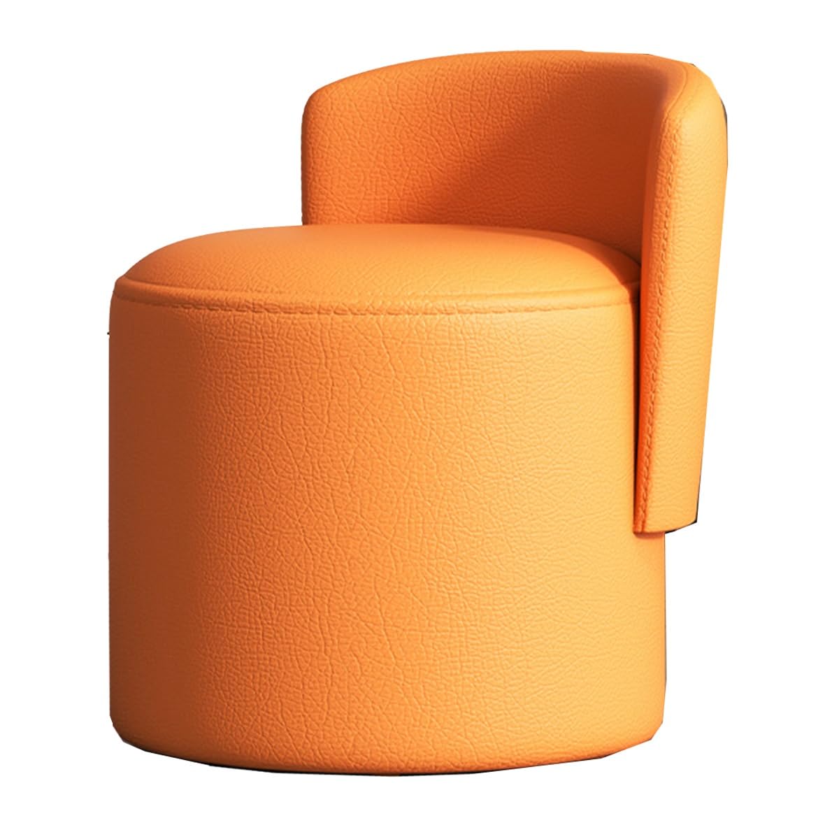 Tabouret rond en cuir PU orange : pouf repose-pieds rembourré pour canapé
