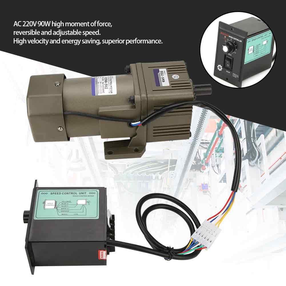 Motor de engranaje eléctrico, CA 220V 90W Velocidad ajustable de desaceleración del motor de engranaje asíncrono monofásico(5k)