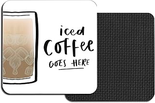 Square Iced Coffee Coasters for Drinks, Funny Drink Coasters Set of 2, Coffee Coaster