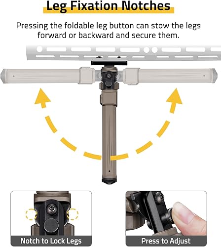 Vista 9 de CVLIFE Bipods for Rifles Gun Rest Tactical Rifle Bipod Sturdy Portable Height Adjustment for Hunting and Shooting Flat Dark Earth