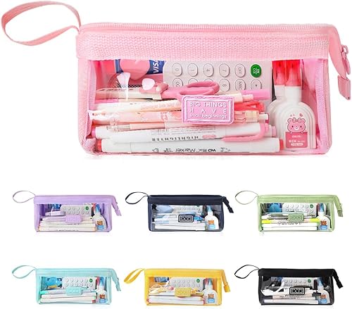 Miniatura 11 de iSuperb Estuche para lápices de gran capacidad, estuche organizador simple para adultos (amarillo) Amarillo,Negro,Azul,Verde,Azul