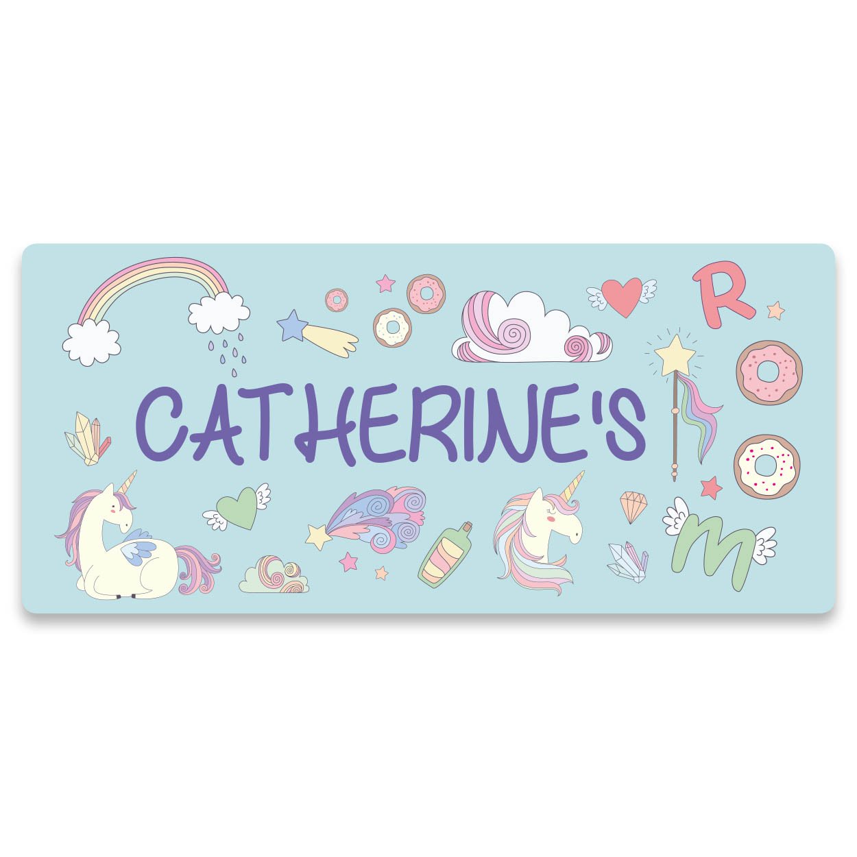 Bedroom Door Sign personalised for kids bedrooms | personalised door signs | Paper Themes (Unicorn Dreams)