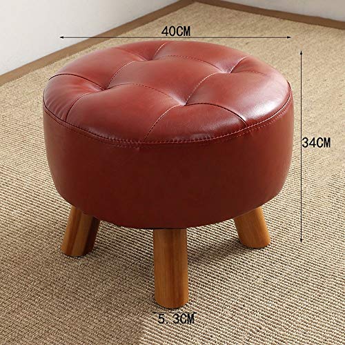 Repose-pieds pour adultes en bois massif et cuir PU pour le salon