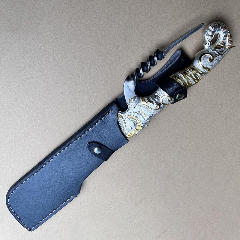 Meat Cleaver,Cleaver Knife 10 Inch Chopper Knife Long Hatchet Machete Hunting Camping Handmade Longquan Kitchen Knives Chop Big Bone Poultry Tools (Size : Knife With Cover)