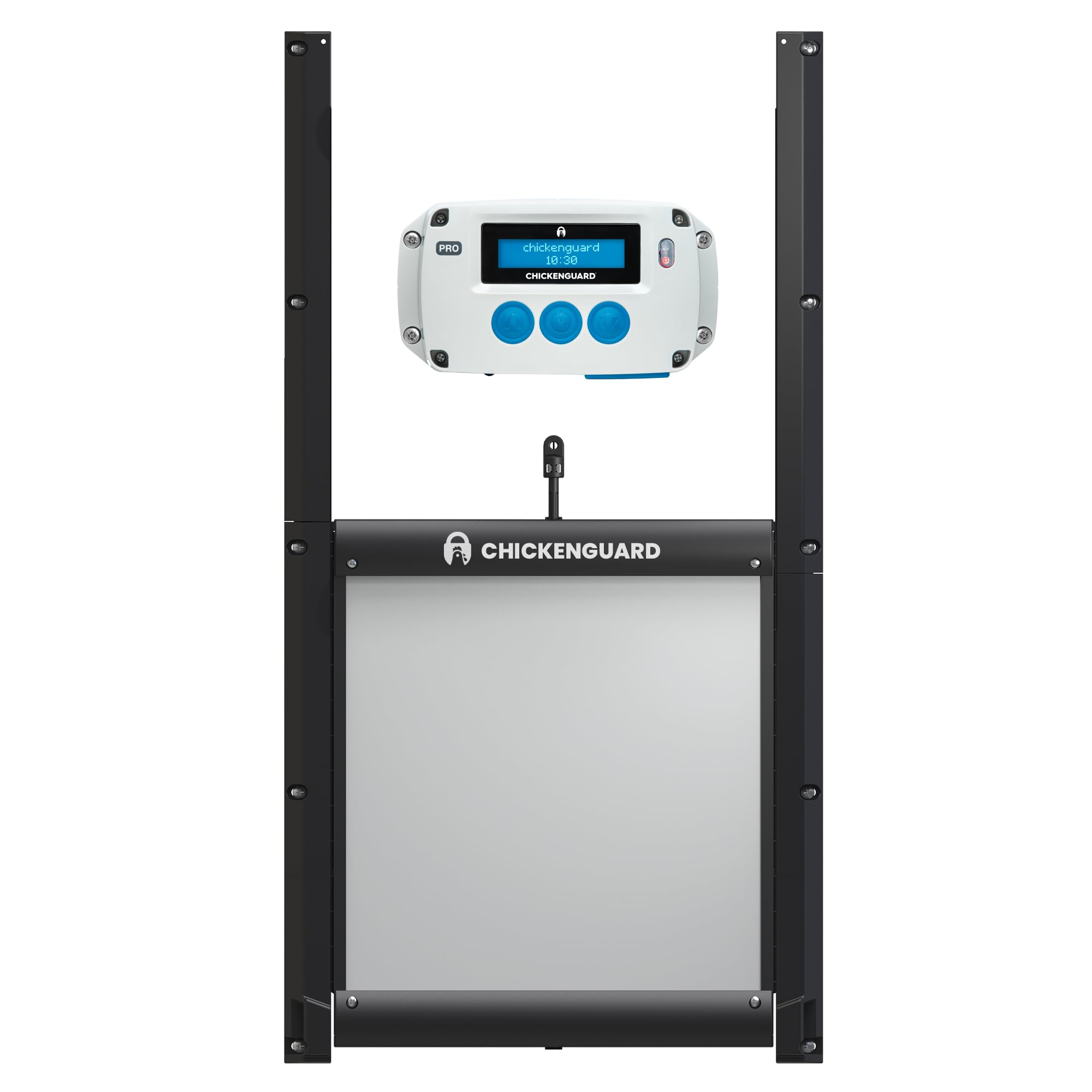 ChickenGuard Automatic Chicken Coop Door Opener, Power by Solar/Batteries/Electric. Strong Motor Lifts 2kg; Timer/Light Sensing; Motor Units only or Combination Kits (PRO + Door + Batteries)