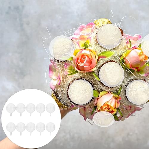 Miniatura 3 de YARDWE 200 unidades de soporte de caja de chocolate transparente con palos de madera de plástico redondo para envolver dulces de chocolate y flores,