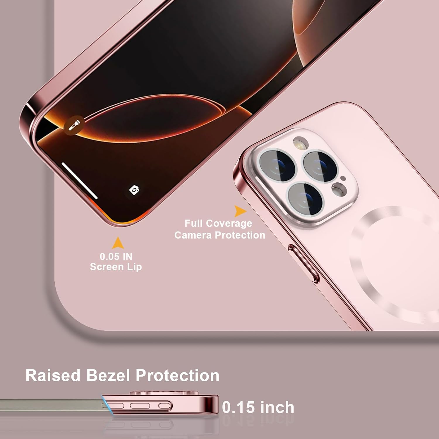 for iPhone 16 Pro Max Case with Privacy Screen Protector, Magnetic Case iPhone 16 Pro Max Built-in Camera Cover, Glossy Luxury Color Phone Cases for 16 Pro Max Women & Girls, No Fading-Pink - Image 5