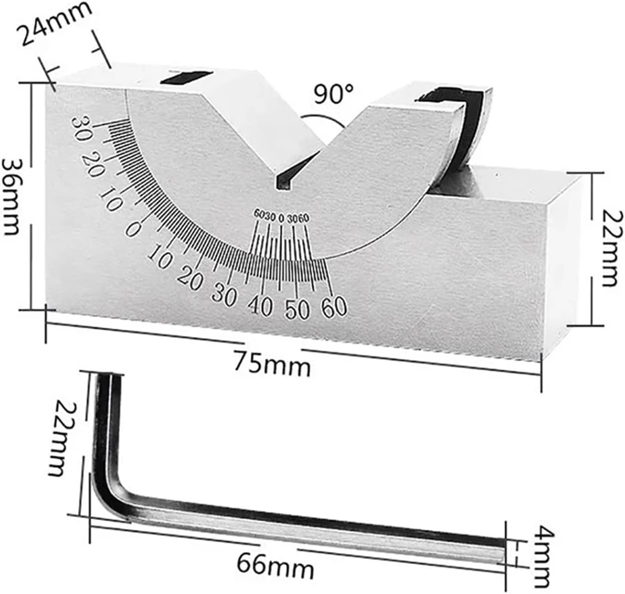 Angle block angle gauge Precision Gauge Adjustable Angle V Block Milling Setup 0 to 60 Degree angle plate Precise Measurements(25)