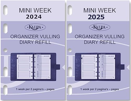 6347-24-25 Mini agenda de recarga de 1 semana por 2 páginas, juego completo 2024 + 2025
