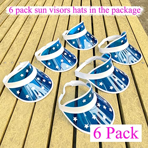 6 Pack Sun Visor Hats Women Men Clear Colorful Party Hat Adjustable Outdoor Sports Beach Golf Cap Summer Sunhat #TOP1
