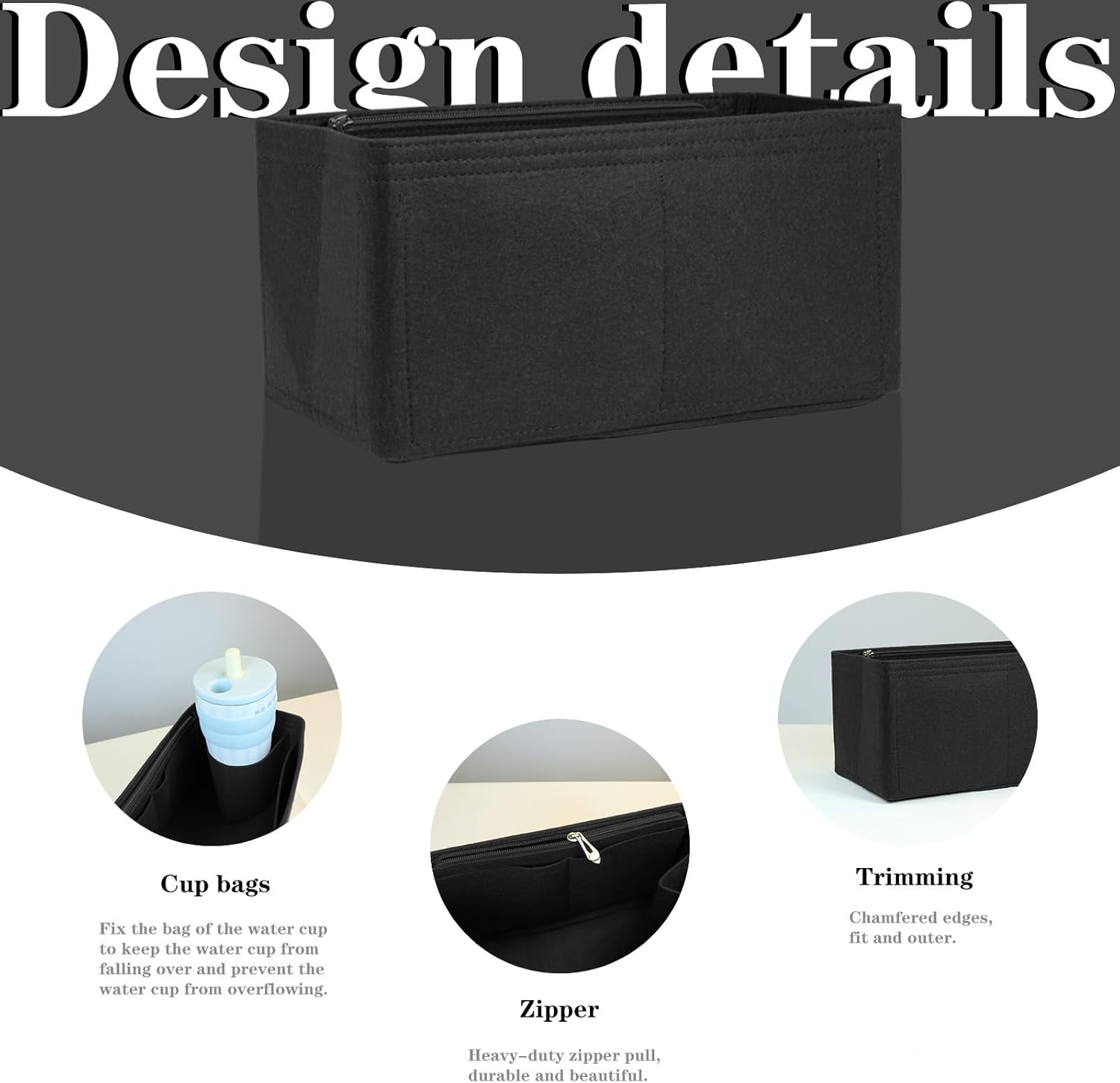 Lckaey Purse Inserts for Speedy 30 Organizer Insert, for monogram bag, HandBag protective insert Tote Bag and hand bag protector, organizer insert 1083black-L - Image 4