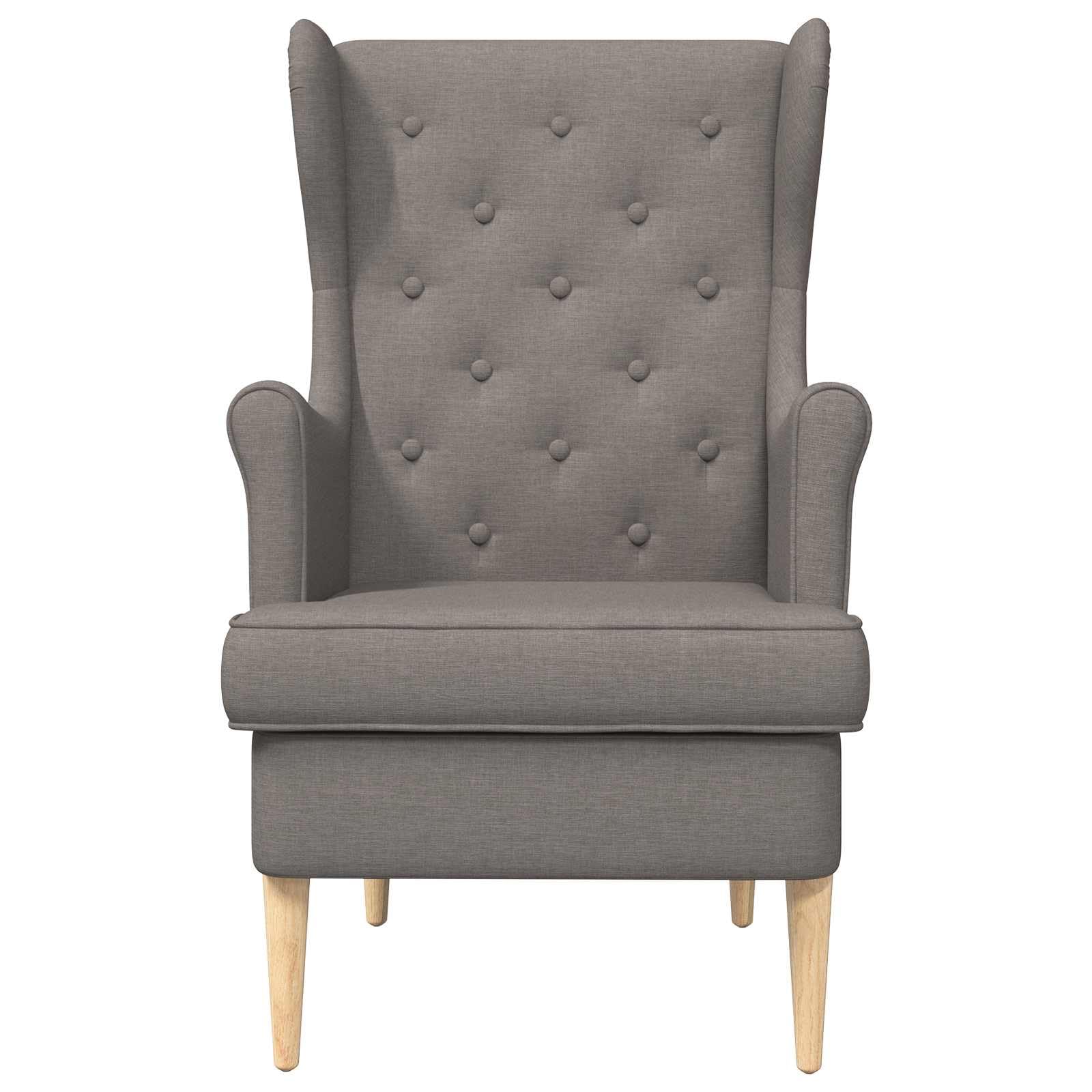 Poltrona Moderna in Tessuto Tortora con Gambe in Legno, 65x79x100 cm