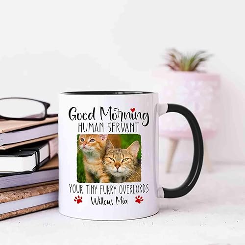 Miniatura 6 de Taza personalizada de Human Servant Your Tiny Furry Overlord, regalo de taza de foto de gato, taza de gato personalizada con nombre, imagen de gato