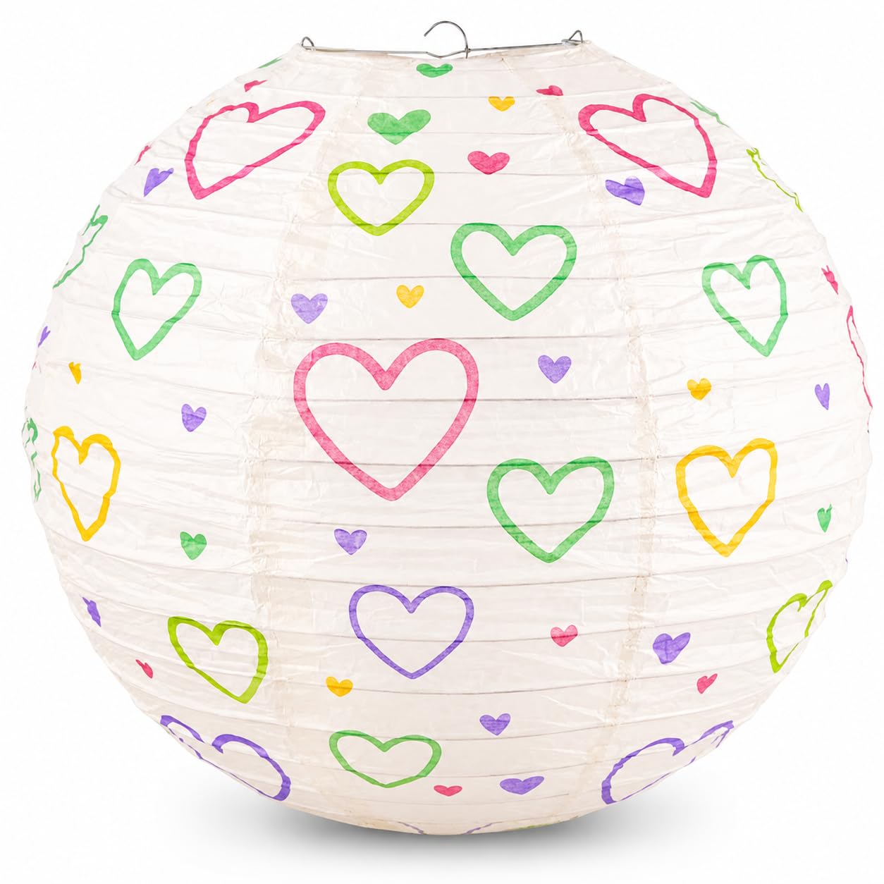 Paper Lampshade 40cm Round Ceiling Light Shade – Pastel Heart Hanging Pendant Light Shade for Living Room, Bedroom, Nursery & Hallway – Easy Tool-Free Setup