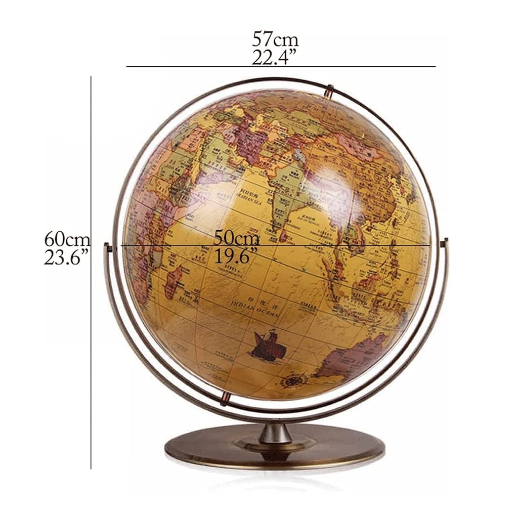 HRTC Globo El Más Nuevo Globo Terráqueo Educativo con Base De Metal para Niños Globos para Decoración De Oficina 50 Cm/19,6 Pulgadas De Diámetro Libro de Texto práctico