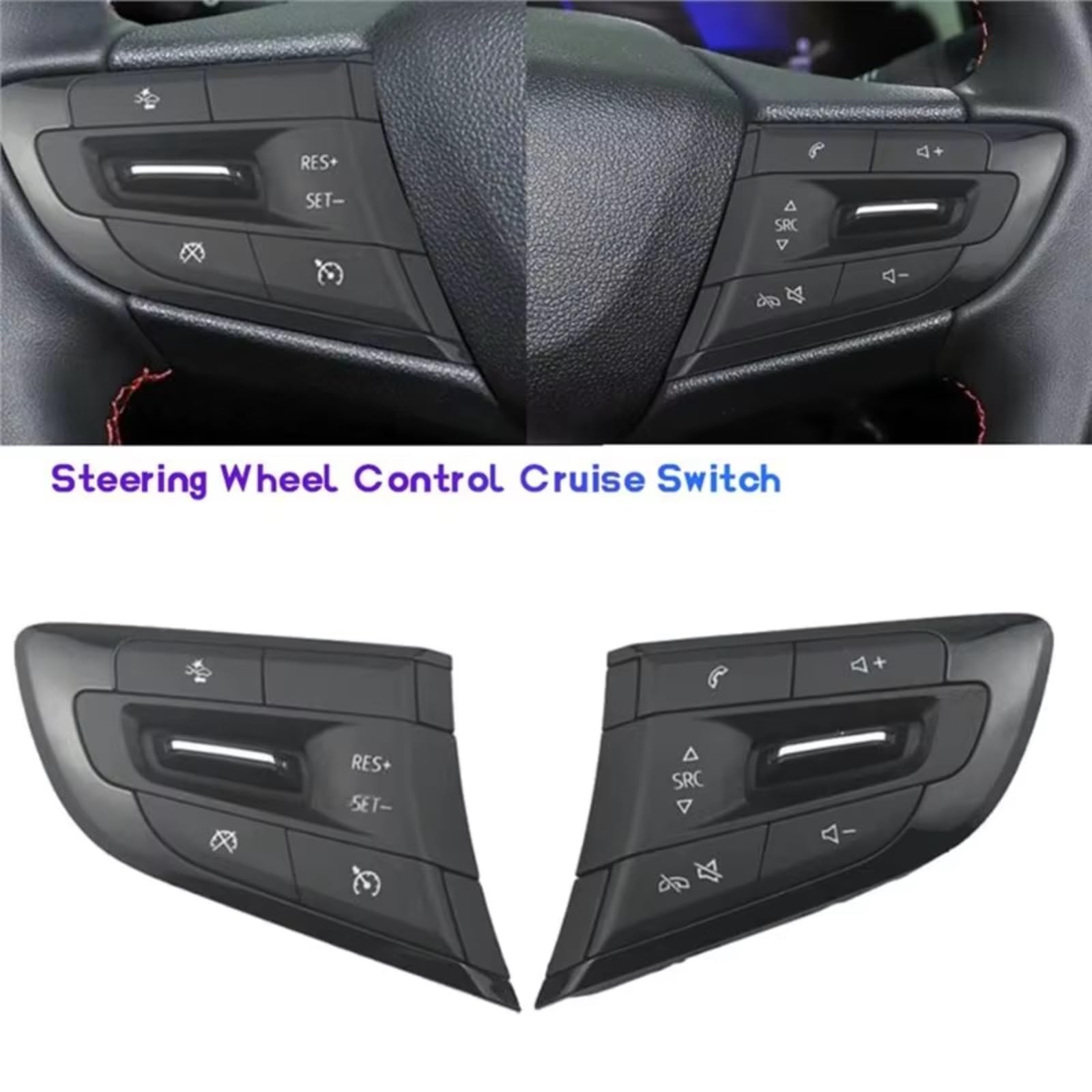 Compatible Con Chevrolet Para Trax Para Tracker 2019-2023 Juego Interruptores Volante Multifuncionales Botón Teléfono Volumen Control Crucero Automóvil Piezas volante(Black Right front)
