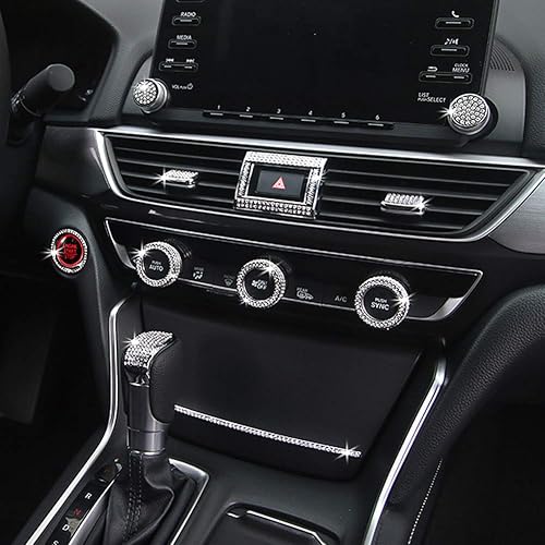 Miniatura 5 de GEEGEE - 4 piezas de accesorios de cristal brillante, piezas de diamantes de imitación, molduras para volante, emblema, insignia, calcomanía,