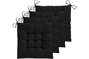 ELFJOY ComfortChair- Black Chair Cushions 4 Pack for Dining Chairs 17x17-inch Square...