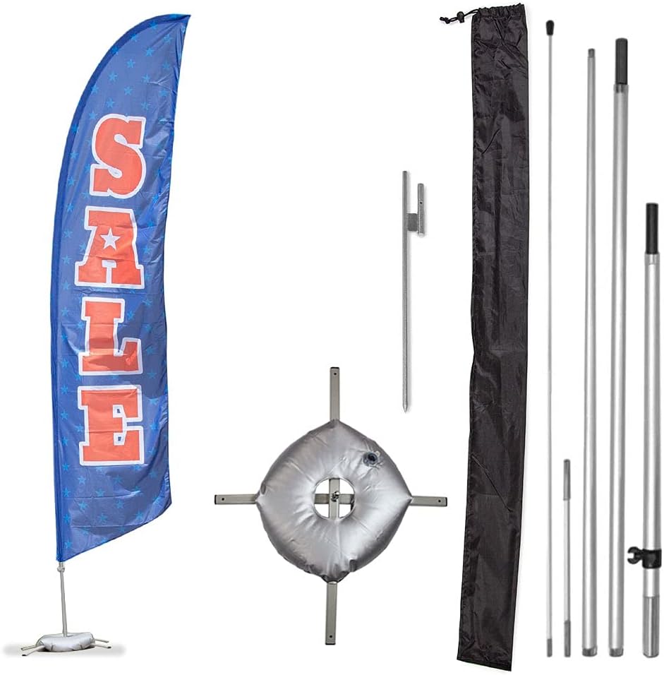 Vispronet Premium For Sale Patriotic Feather Flag- Tear-Resistant Polyester- Outdoor Labor Day and Independence Day Decorations - 2.6ft x 11.2ft- Includes Both Bases for Outdoor Flag