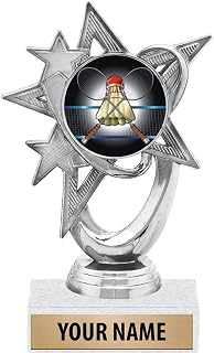 5.5" Silver Badminton Trophies, Custom Astral Star Badminton Trophy Award Prime