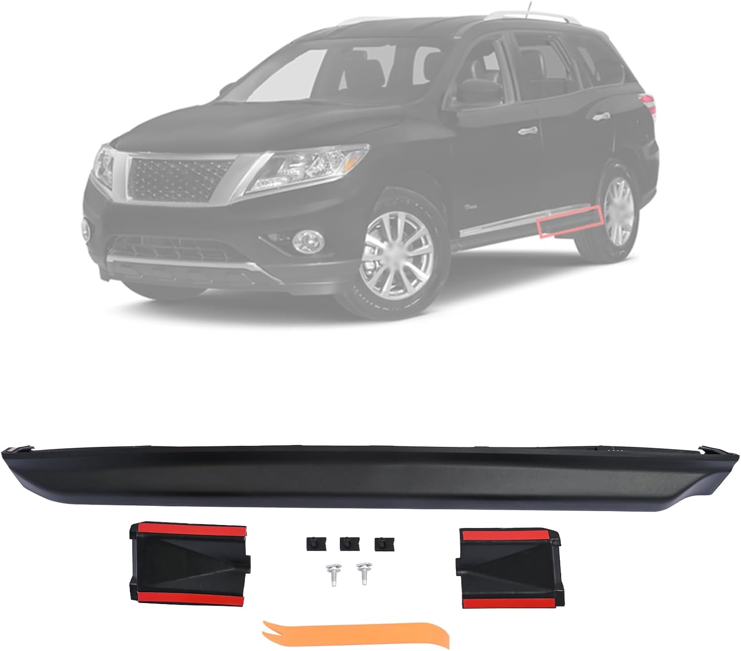 Lower Door Molding Rear Passenger Side Compatible with Nissan Pathfinder 2013 2014 2015 Replace 82876-3KA0A 82876-3KA0B Door Molding Trim