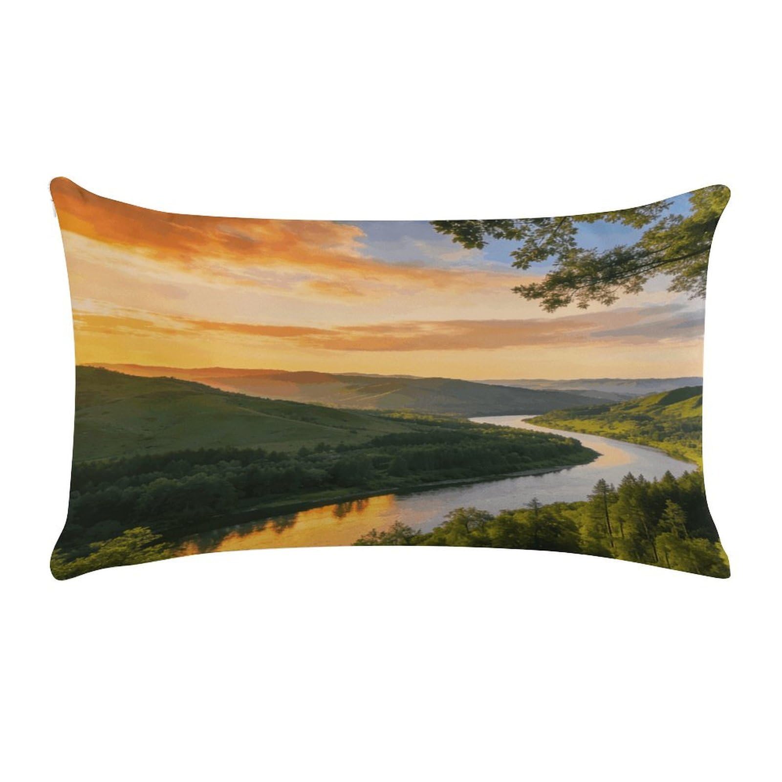 Fodpand Style The Long River Fades Into The Evening. Pillow Cases Set Of 1 Extra Soft Pillow Protectors With Hidden Zipper Perfect For Hotels, Guest Rooms,Bedroom 12X20 Inches Pillows Not Included