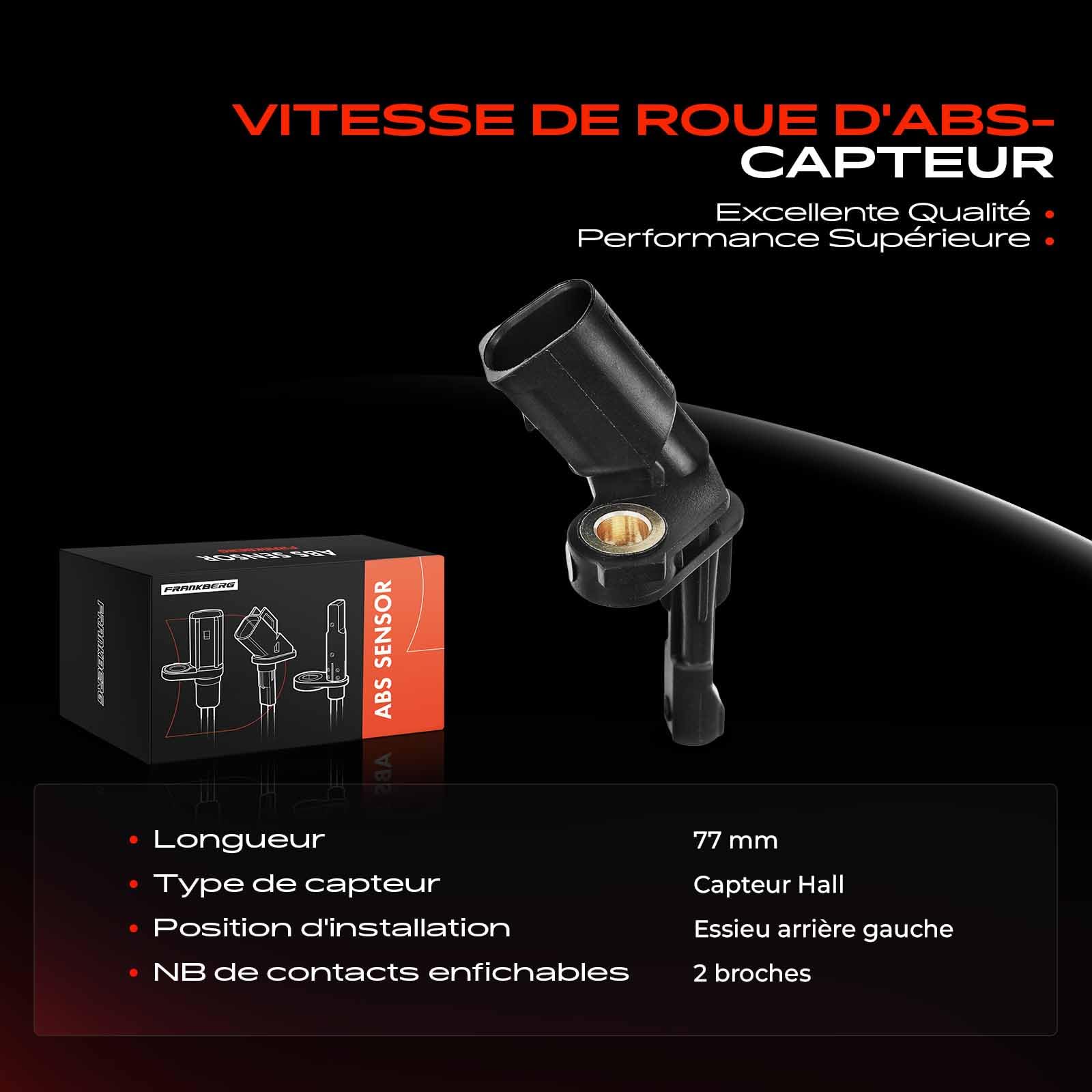 Capteur ABS essieu arrière gauche pour A3 Q3 TT Altea Leon Toledo Octavia Superb Yeti Beetle Golf J-e-t-a P-a-s-s-a-t S-c-i-r-o-c-o S-h-a-r-a-n T-o-u-r-a-n 2003-2021 1K0927807