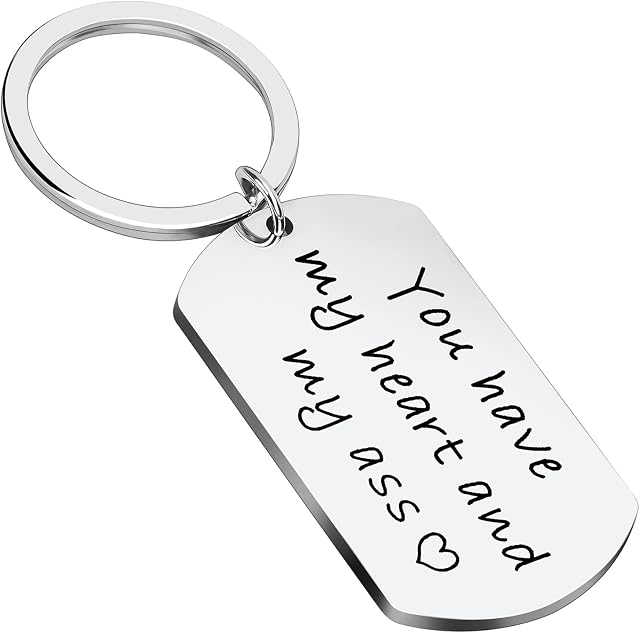 Valentines Keyring Gifts for Him Husband Boyfriend, Funny Couple Valentines Day Christmas Birthday Anniversary Wedding Keychain Gift for Men from Girlfriend Wife, You Have My Heart Key Pendant Present