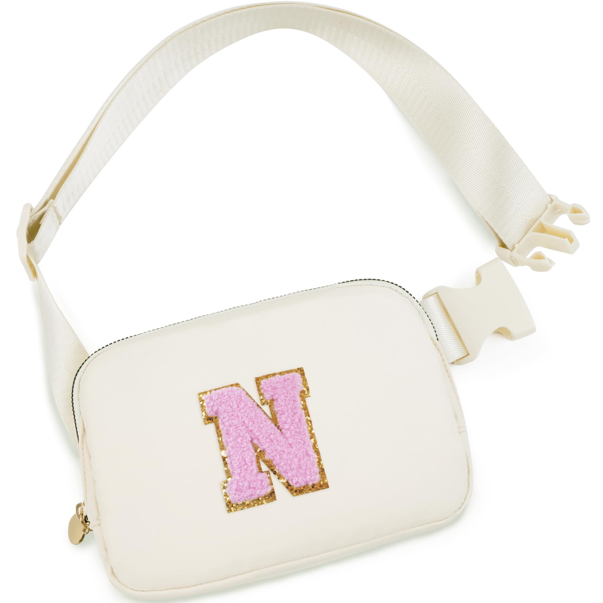 Uygafly Gifts for Girls Kids,Initial Fanny Pack Crossbody Purse Cream,N
