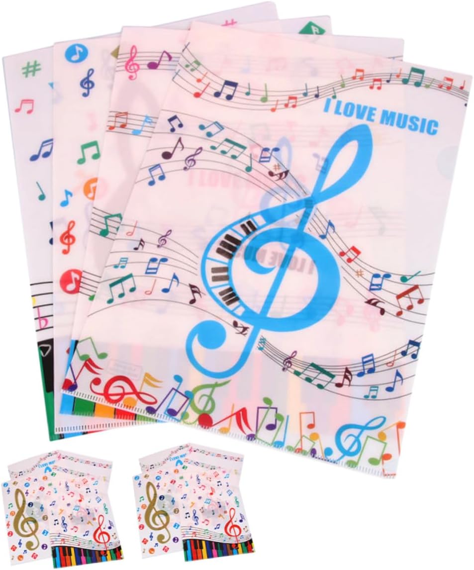 SUPVOX 12PCS Document Folder with Artistic Piano Note Pattern Reusable PVC Accordion File Organizer Spacious Double Pages File Folder for School Office and Music Sheet Storage