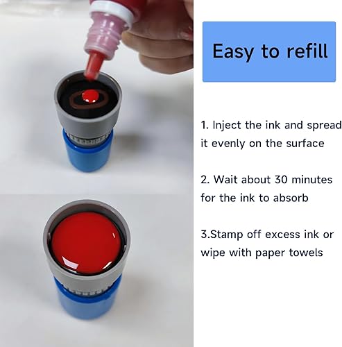 Miniatura 7 de PATIKIL Sello autoentintado, sello de oficina de tinta roja, sello de mensaje preentintado, sello de negocios recargable, estilo 1, azul