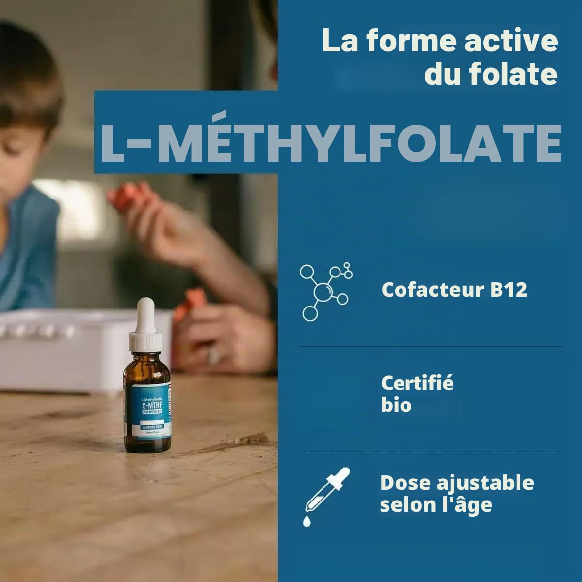 Méthylfolate biologique, une forme supérieure de folate – pour tous les âges – humeur, comportement, fonctions cognitives – saveur de baies biologiques