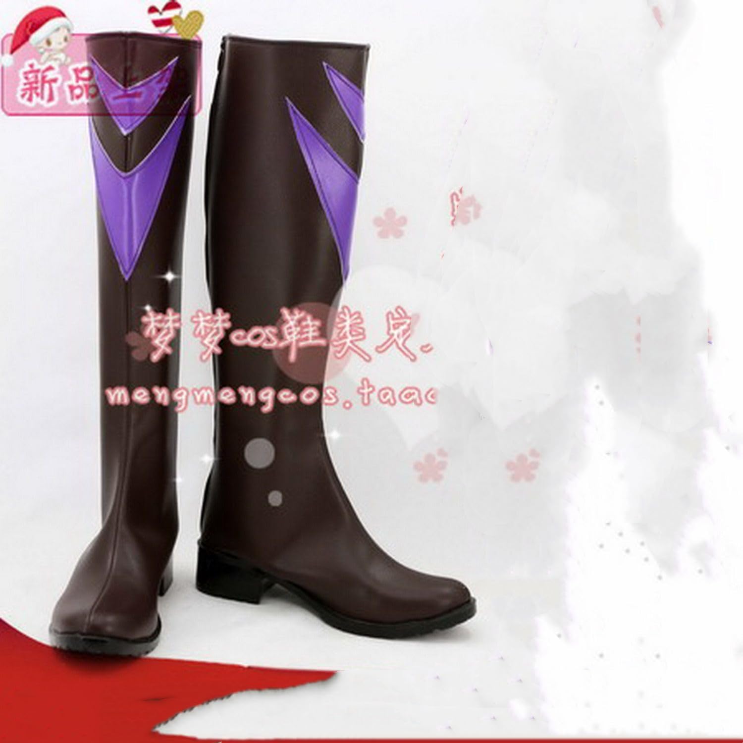 Brown Faux Leather Knee-High Boots Unisex Fashion Party Versatile Footwear for Cosplay Gothic Events & Costume Parties