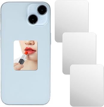 3 PCS Mirror Decal for Phone Mirror Stick on Phone Case Back Rectangle Mirrors Smartphone Charm Acrylic Make up Mirrors Stickers for Cellphone Case BackTear Off The Protective Film