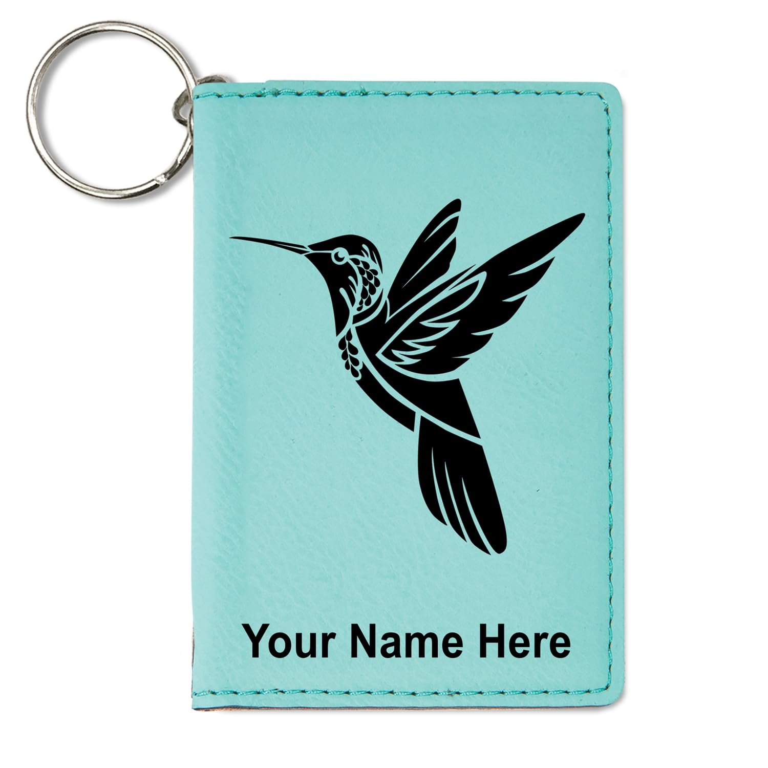 LaserGram ID Holder Wallet, Hummingbird, Personalized Engraving Included (Teal)