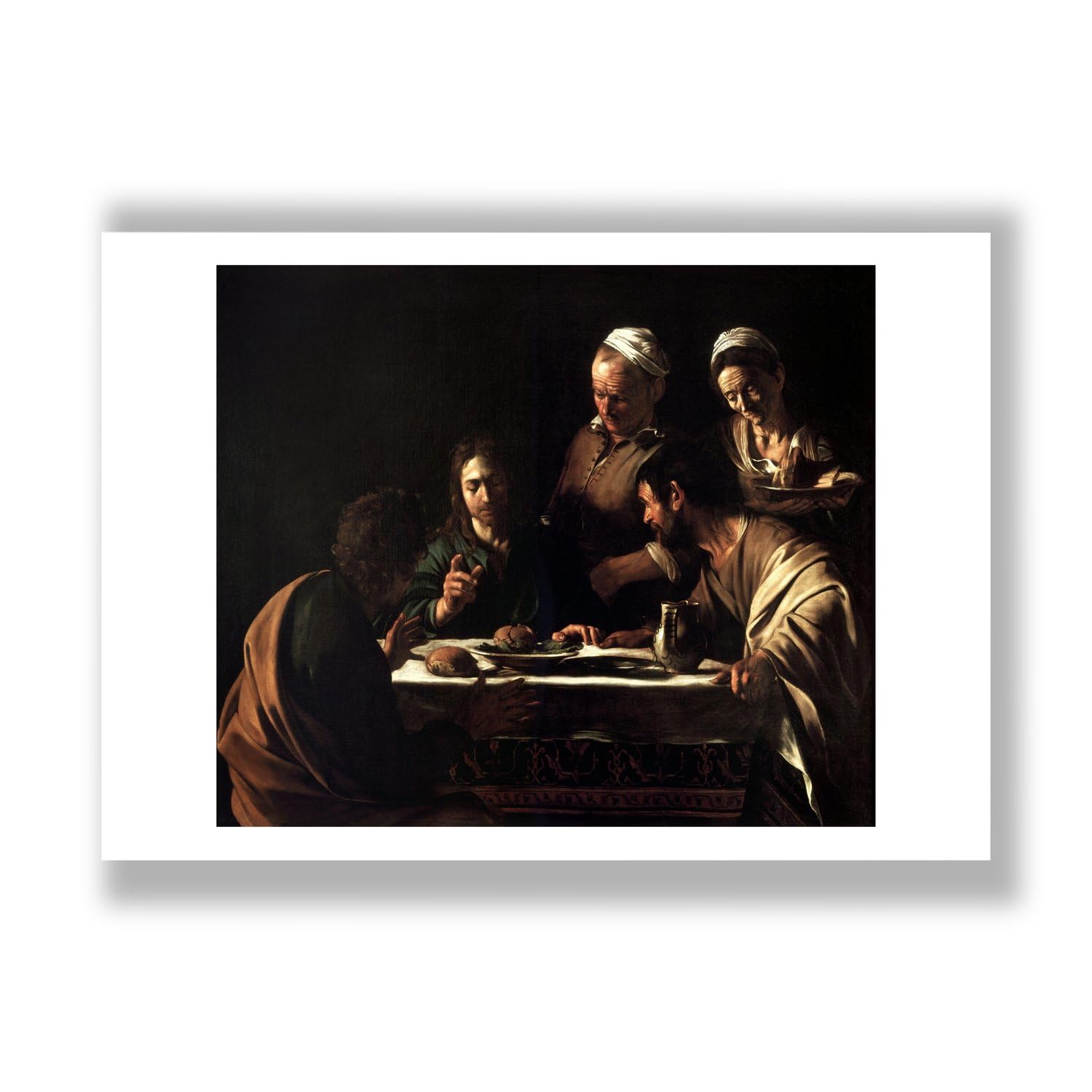 Caravaggio Souper à Emmaüs impression d'art mate pour décoration salon chic
